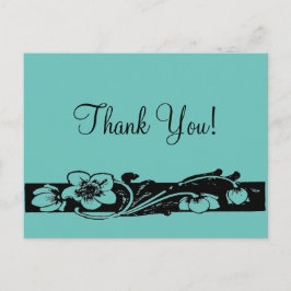 ヴィンテージアールデコ縁どフローラありがとう ポストカード