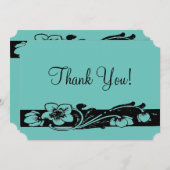 ヴィンテージアールデコ縁どフローラサンキューカード 招待状 (正面/裏面)