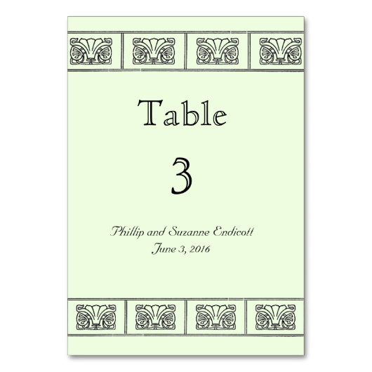 ヴィンテージアールデコ縁どフ結婚ァーのテーブルカード テーブルナンバー (正面)