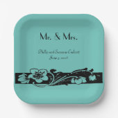 ヴィンテージアールデコ縁ど結婚フローラ ペーパープレート (正面)