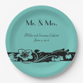 ヴィンテージアールデコ縁ど結婚フローラ ペーパープレート