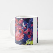 ヴィンテージアールデコ花チューリップフローラ織物 コーヒーマグカップ (正面左)