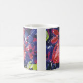 ヴィンテージアールデコ花チューリップフローラ織物 コーヒーマグカップ (中央)