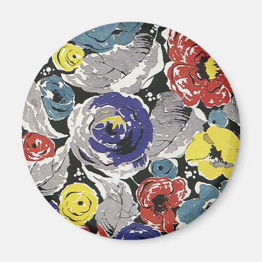 ヴィンテージアールデコ花バラ花柄 マグネット (正面)