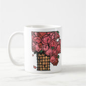 ヴィンテージアールデコ花ピンクガーデンバラ コーヒーマグカップ (左)