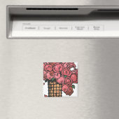 ヴィンテージアールデコ花ピンクガーデンバラ マグネット (インサイチュ (食洗機))