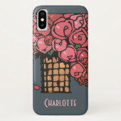 ヴィンテージアールデコ花ピンクガーデンバラ Case-Mate iPhoneケース (裏面)