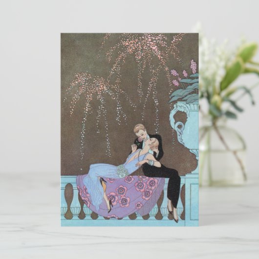 ヴィンテージアールデコ花火ウェディング日付の保存 セーブザデート (スタンド正面)