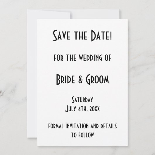 ヴィンテージアールデコ花火ウェディング日付の保存 セーブザデート (裏面)