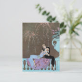 ヴィンテージアールデコ花火キス日付を保存！ 案内ポストカード (スタンド正面)