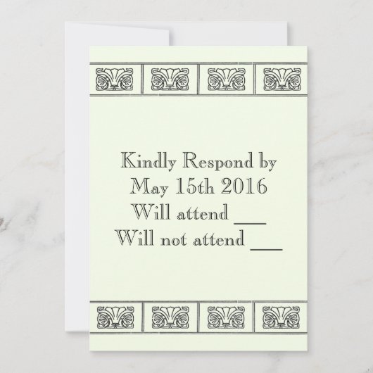 ヴィンテージアールデコ花縁ど反応 招待状 (正面)