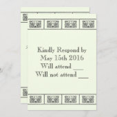 ヴィンテージアールデコ花縁ど反応 招待状 (正面/裏面)