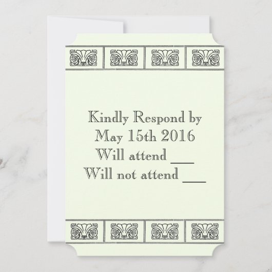 ヴィンテージアールデコ花縁ど反応 招待状 (正面)