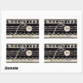 ヴィンテージアールデコ蔵書票パーソナライズされたモノグラム 長方形シール (シート)