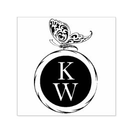 ヴィンテージアールデコ蝶モノグラム本リターン セルフインキングスタンプ