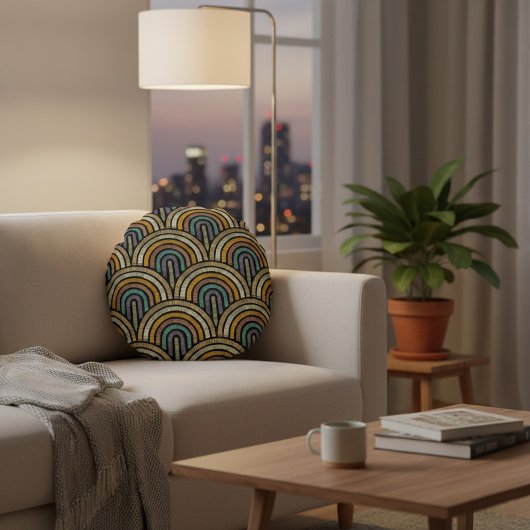 ヴィンテージアールデコ装飾用クッション ラウンドクッション