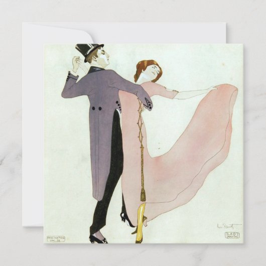 ヴィンテージアールデコ踊りカップルbyレオラース カード (正面)