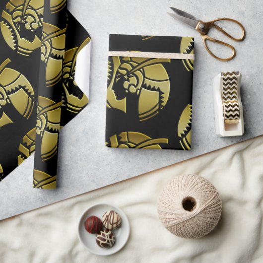 ヴィンテージアールデコ金ゴールドグラマラス1920年代の女性 ラッピングペーパー