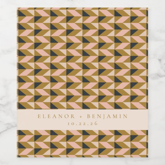 ヴィンテージアールデコ金ゴールドブラック結婚ズカスタム赤面 ワインラベル (シングルラベル)