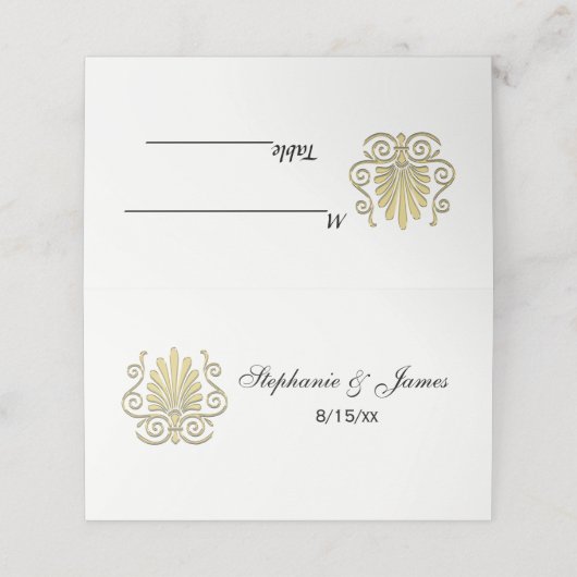 ヴィンテージアールデコ金ゴールドプルムアラベスク プレイスカード (外部開封)