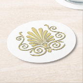 ヴィンテージアールデコ金ゴールドプルムアラベスク ラウンドペーパーコースター (アングル)