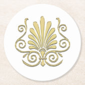 ヴィンテージアールデコ金ゴールドプルムアラベスク ラウンドペーパーコースター (正面)