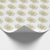 ヴィンテージアールデコ金ゴールドプルムアラベスク ラッピングペーパー (角)
