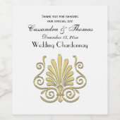 ヴィンテージアールデコ金ゴールドプルムアラベスク ワインラベル (シングルラベル)