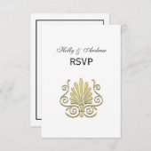 ヴィンテージアールデコ金ゴールドプルムアラベスク 出欠カード (正面/裏面)