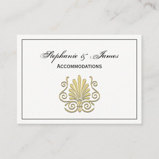 ヴィンテージアールデコ金ゴールドプルムアラベスク 名刺 (正面)