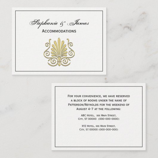 ヴィンテージアールデコ金ゴールドプルムアラベスク 名刺 (正面/裏面)