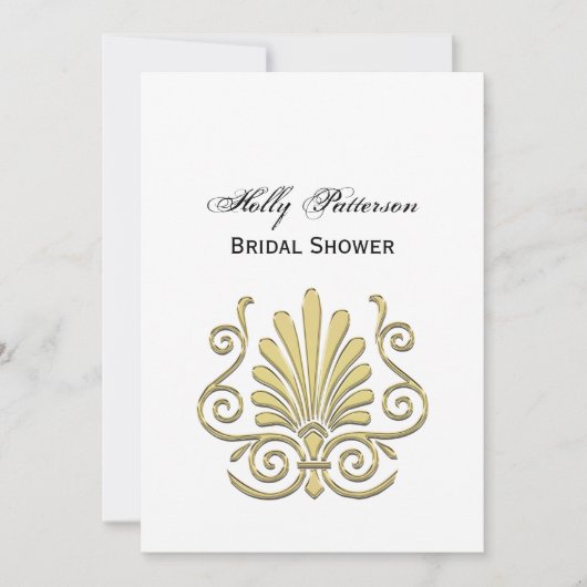 ヴィンテージアールデコ金ゴールドプルムアラベスク 招待状 (正面)