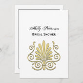 ヴィンテージアールデコ金ゴールドプルムアラベスク 招待状 (正面/裏面)
