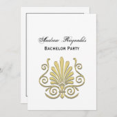 ヴィンテージアールデコ金ゴールドプルムアラベスク 招待状 (正面/裏面)