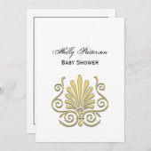 ヴィンテージアールデコ金ゴールドプルムアラベスク 招待状 (正面/裏面)