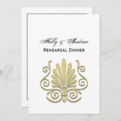 ヴィンテージアールデコ金ゴールドプルムアラベスク 招待状 (正面/裏面)