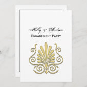 ヴィンテージアールデコ金ゴールドプルムアラベスク 招待状 (正面/裏面)