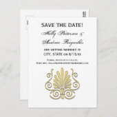 ヴィンテージアールデコ金ゴールドプルムアラベスク 案内ポストカード (正面/裏面)