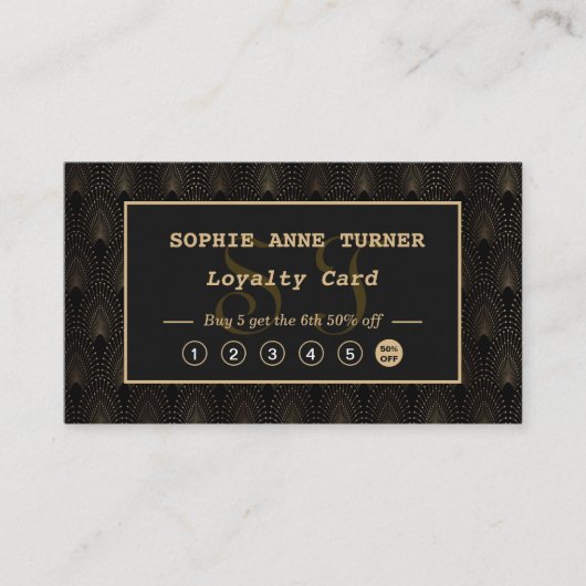 ヴィンテージアールデコ金ゴールドモノグラムメイクアップアーティスト ロイヤリティカード (正面)