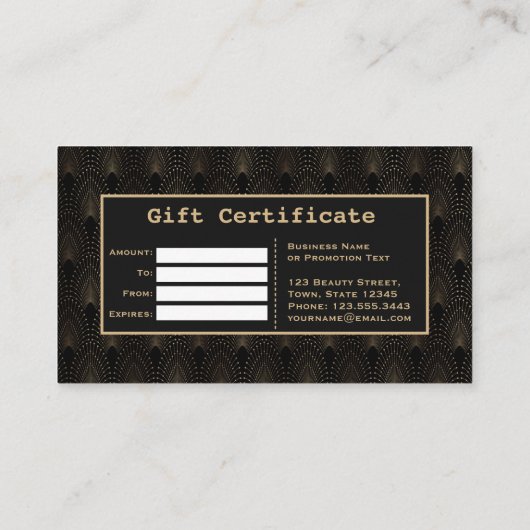 ヴィンテージアールデコ金ゴールドモノグラムメイクアップアーティスト ロイヤリティカード (裏面)