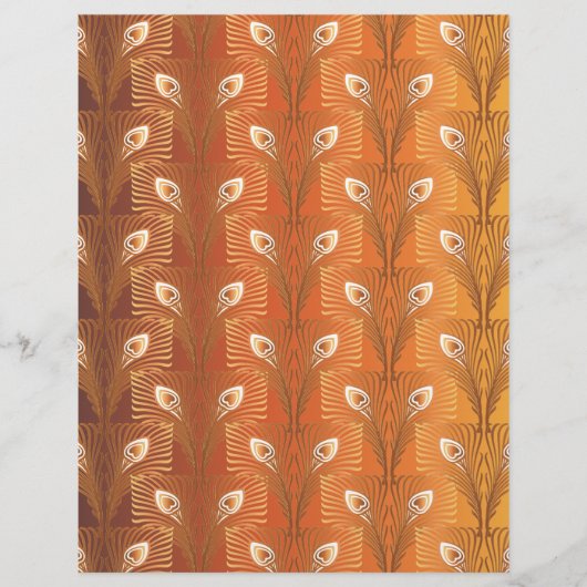 ヴィンテージアールデコ金ゴールド孔雀の羽模様 (正面)