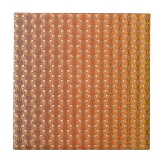 ヴィンテージアールデコ金ゴールド孔雀の羽模様 タイル (正面)