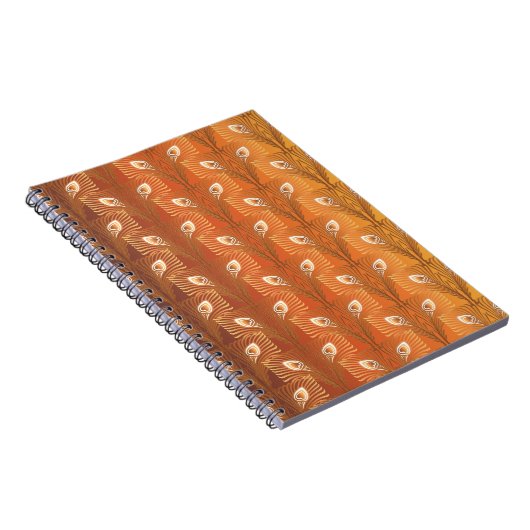 ヴィンテージアールデコ金ゴールド孔雀の羽模様 ノートブック (右側)