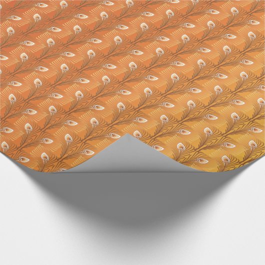 ヴィンテージアールデコ金ゴールド孔雀の羽模様 ラッピングペーパー (角)