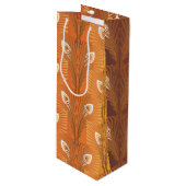 ヴィンテージアールデコ金ゴールド孔雀の羽模様 ワインギフトバッグ (正面アングル)