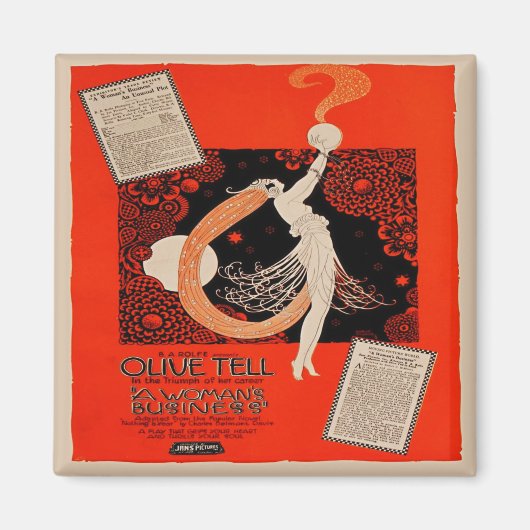 ヴィンテージアールデコ静かフィルム広告冷蔵庫用マグネット マグネット (正面)