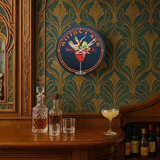 ヴィンテージアールデコ飲料広告パブ又はバー ラージ壁時計