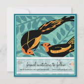 ヴィンテージアールデコ鳥の日付の保存 セーブザデート (裏面)