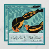 ヴィンテージアールデコ鳥の日付の保存 セーブザデート (正面/裏面)