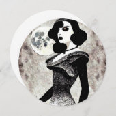 ヴィンテージアールデコ黒髪 サンキューカード (正面/裏面)